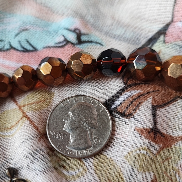 Glass Root Beer and Copper with a Rhinestone Disco Ball Necklace Premier Designs - Picture 7 of 8